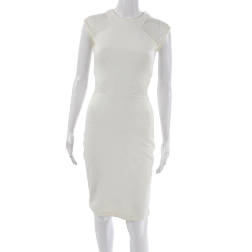 French Connection Womens Sheath Dress White Short Sleeve Knee Length Size 4